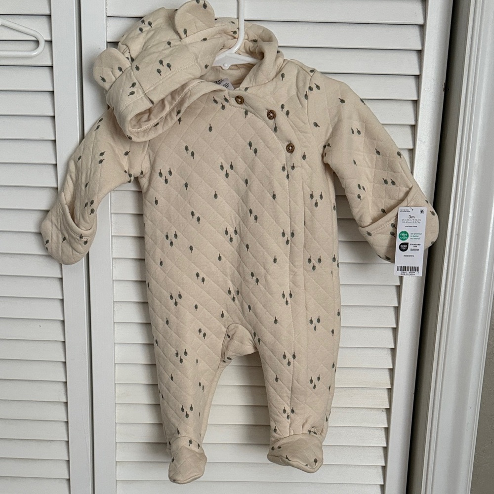 NWT Cream WARM Quilted Kids One Piece